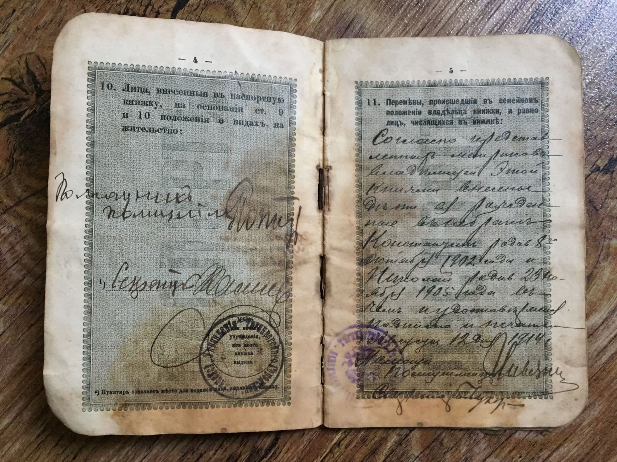Паспорт Российской империи 1910 год